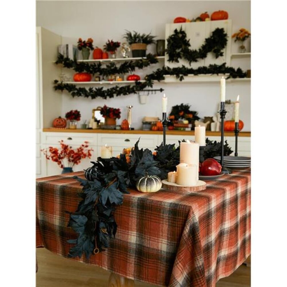 PARTY JOY Black Artificial Maple Leaf Garland - 6PCS 5.6Ft Halloween Decor, - Picture 5 of 8